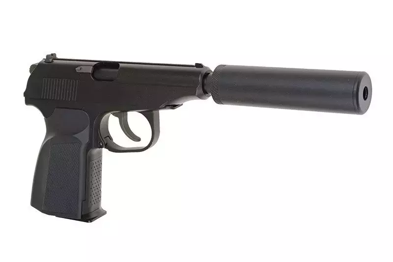 Réplique de pistolet MK avec silencieux - noir  