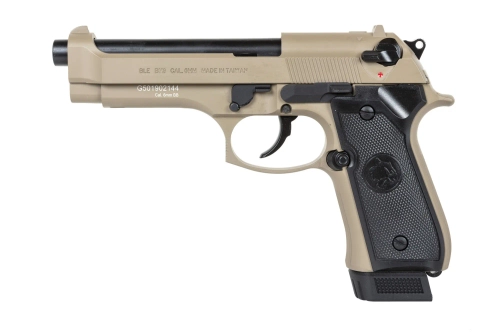 Pistola ICS BLE-BM9 Dual Power Half-Tan airsoft (con cargador de CO2)