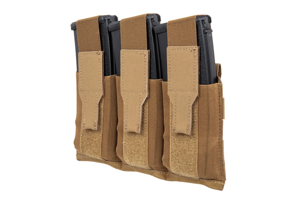 Triple magazine pouch with flap Wosport Coyote Brown