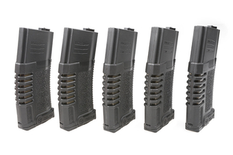 Jeu de 5 billes magazynks mid-cap PMG 140 pour répliques type M4/M16 - noir