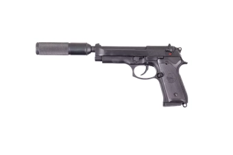 Réplica de pistola SR92 con silenciador - negro (OUTLET)
