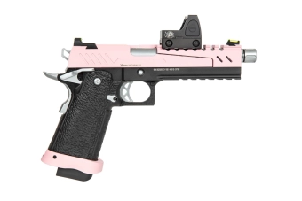 Pistolet airsoft Hi-capa 5.1 Split Slide - Rose / Noir / Chrome (avec organe de viséeBDS)