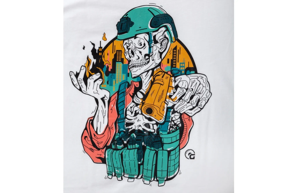 T-shirt GFC Tactical Skeleton Gunfire x Specna Arms blanc