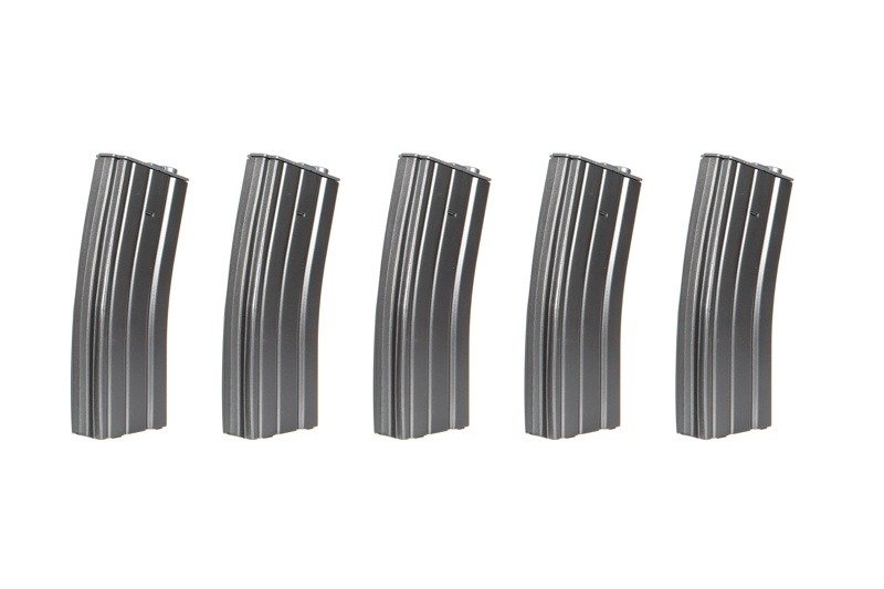 Set of 5 Mid-Cap 140 BB Magazines for M4/M16 - Grey