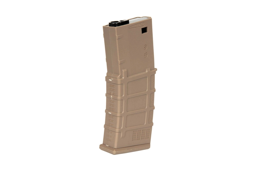 Polymère chargeur mid-cap 120 billes pour répliques M4/M16 - tan