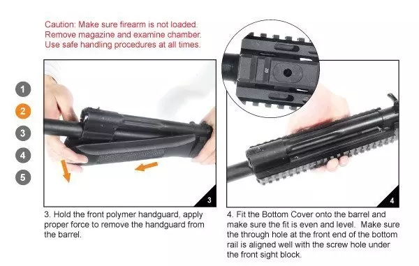 Ensemble RIS Quad Rail pour fusils Saiga 12 - noir