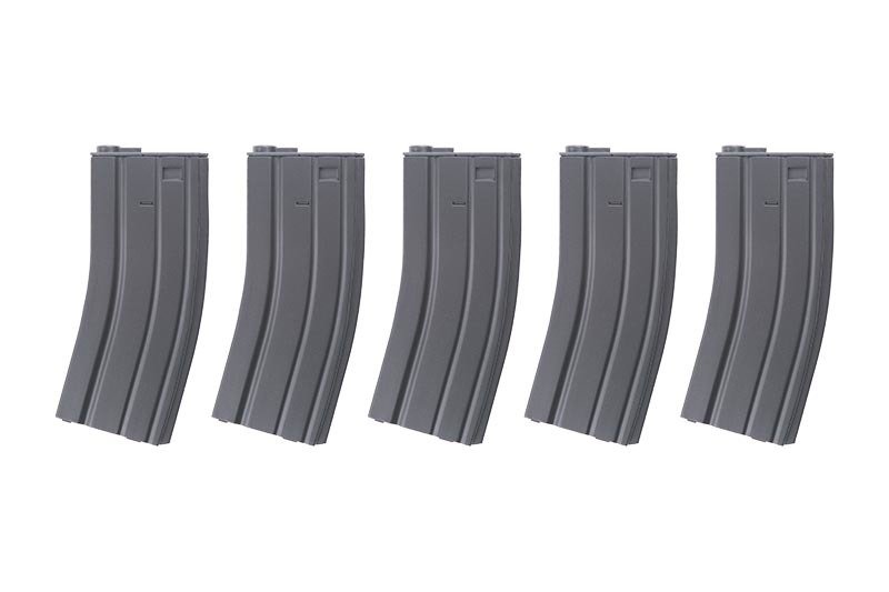 Set of 5 Mid-Cap 70 BB Magazines for M4/M16 Replicas - Grey