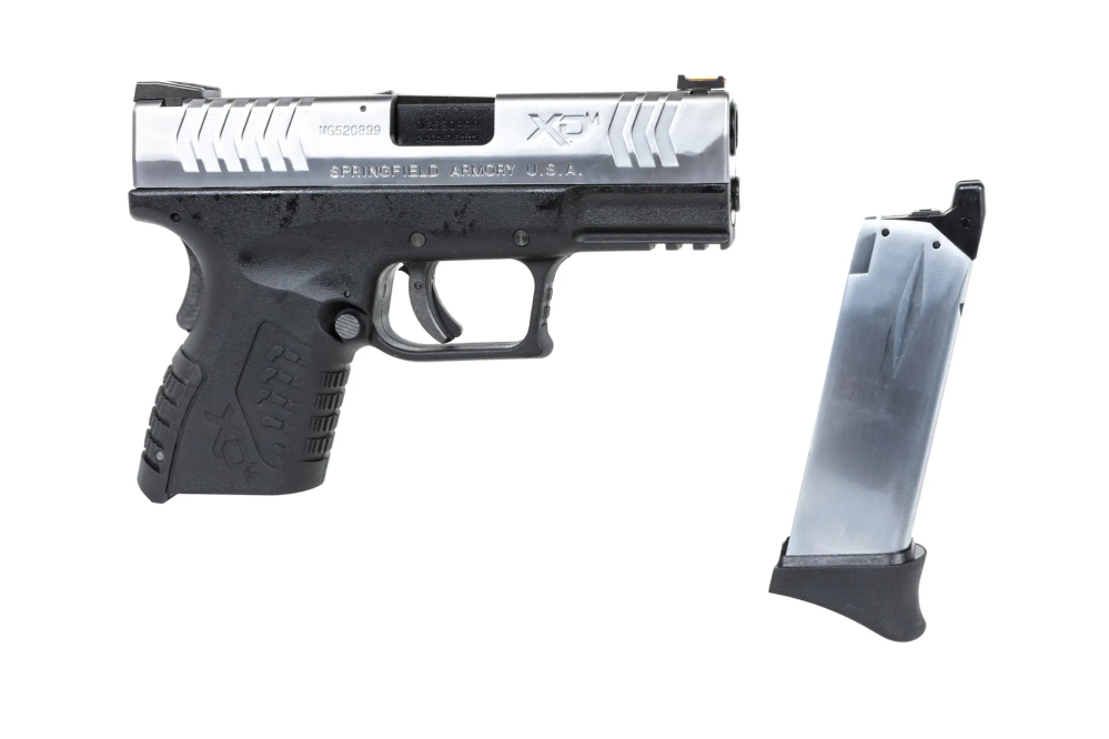 Pistola Cybergun x Springfield XDM 3.8" Compact airsoft Negro y plata
