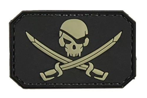 Parche 3D - Cráneo pirata - negro