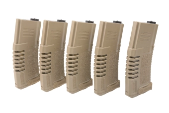 Juego de 5 bolas magasynks mid-cap PMG 140 para réplicas tipo M4/M16 - tierra oscura
