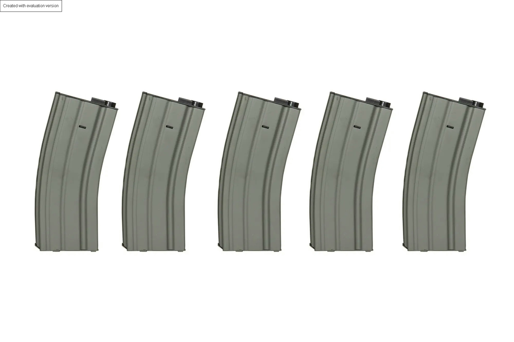 Sada 5 ks maplynynks Hi-cap pro 300 nábojů pro zbraní M4/M16 - šedá