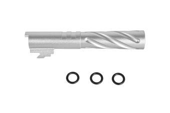 Hliníková vnější hlaveň LA Capa Customs TORNADO pro TM Hi-Capa 4.3 replica Silver