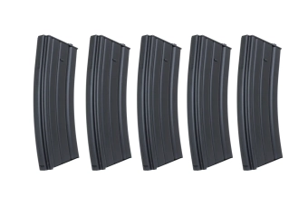 Sada 5 kovových zásobníků na 30 kuliček s reálným uzávěrem Specna Arms Black