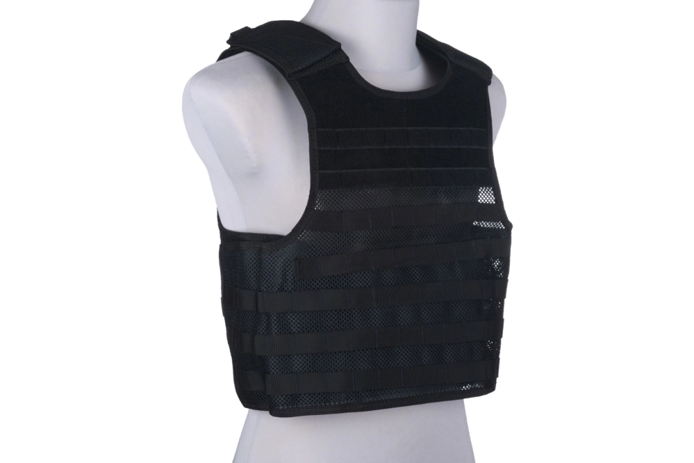 Light mesh plate carrier type tactical vest - black