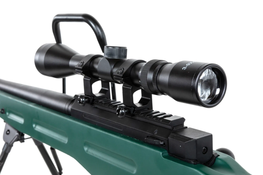 Fusil de francotirador Snow Wolf SW-98 airsoft con bípode, visor y silenciador