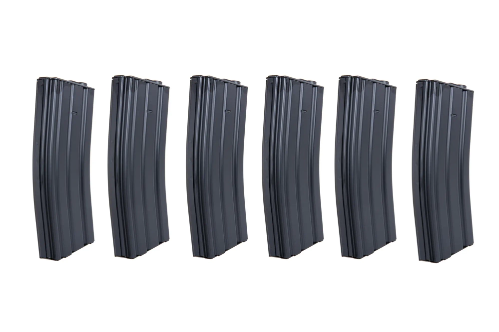 Juego de 6 cargadores SRC Low-Cap para réplicass de M4 de 70 cartuchos Negro