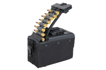 Cargador A&amp;K de caja eléctrica para 2.000 cartuchos para réplicas tipo M249 con munición de imitación Negro