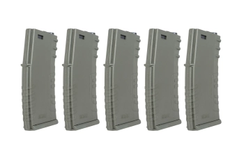Zestaw 5 sztuk polimerowych magazynków mid-cap 120 kulek Specna Arms Oliwkowy