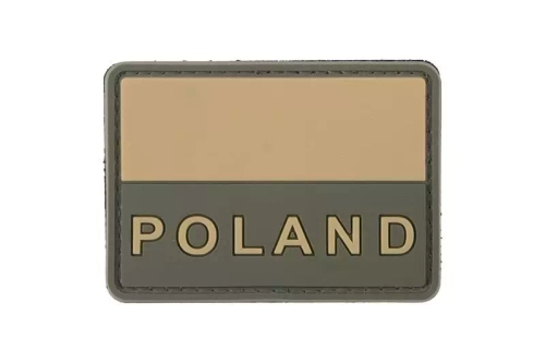 Naszywka 3D - Flaga Polski zgaszona z napisem Poland