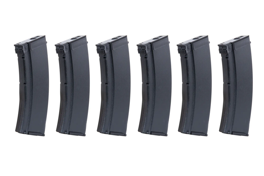 Sada 6 středních zásobníků SRC pro airsoftové zbraně AK na 100 nábojů Black + Speedloader