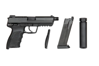 Réplique de pistolet tactique TM45 avec silencieux - noir