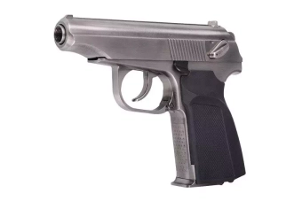 Pistola de airsoft MK con silenciador - plata