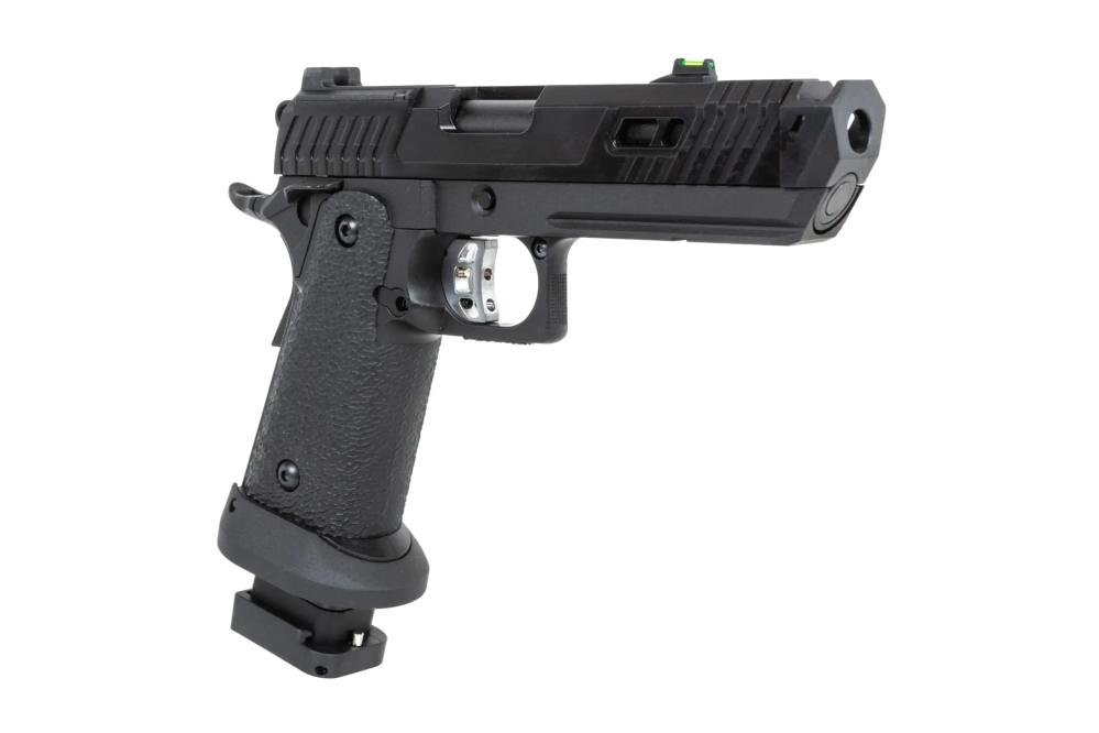 airsoft SRC Dark Viper DUAL POWER pistol with green gas magazine Black