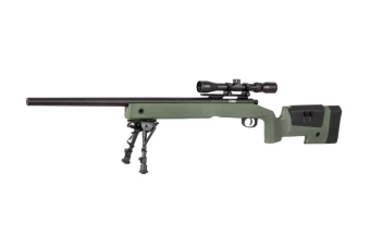 Airsoft pušky sA-S02 CORE™ High Velocity Selector Shotgun s puškohledem a dvojnožkou - olivově zelená