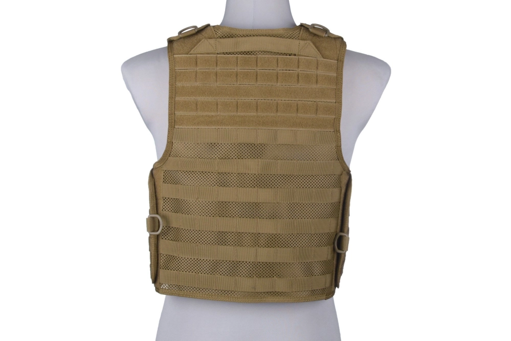Light mesh plate carrier type tactical vest - tan