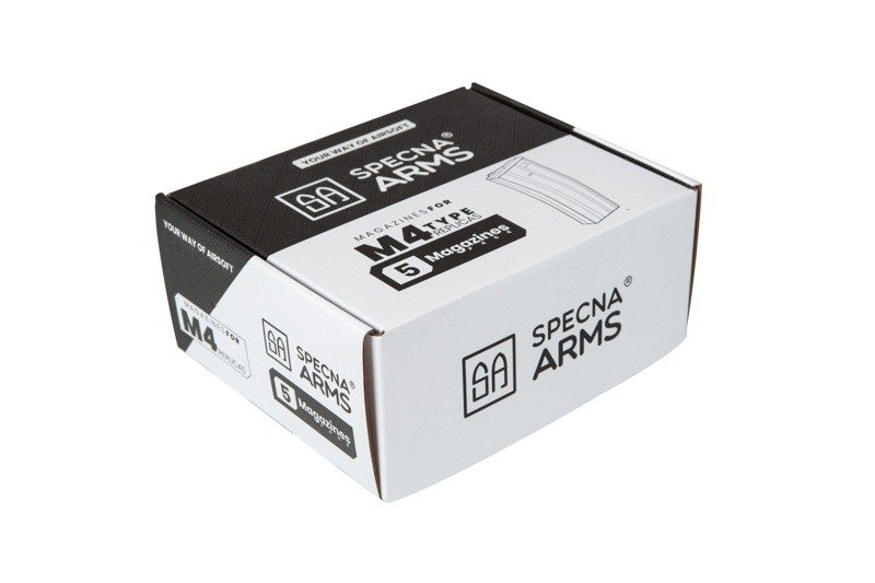 Jeu de 5 magazynks Hi-cap pour 300 balles pour répliques M4/M16 - tan