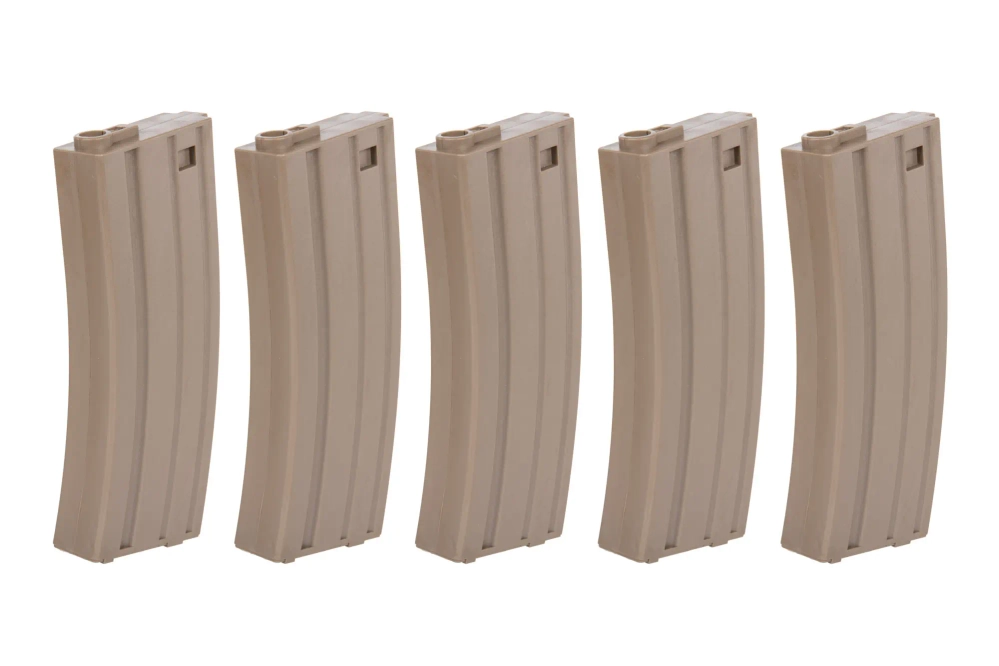 Set van 5 Mid-Cap SRC magazijnen voor AR/M4 voor 140 kogels Tan + snellader