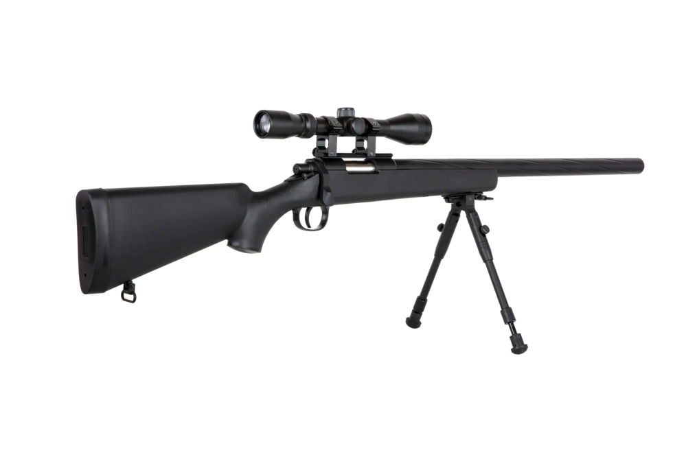 Replika odstřelovací pušky Specna Arms SA-S12 EDGE™ s optikou a dvojnožkou černá