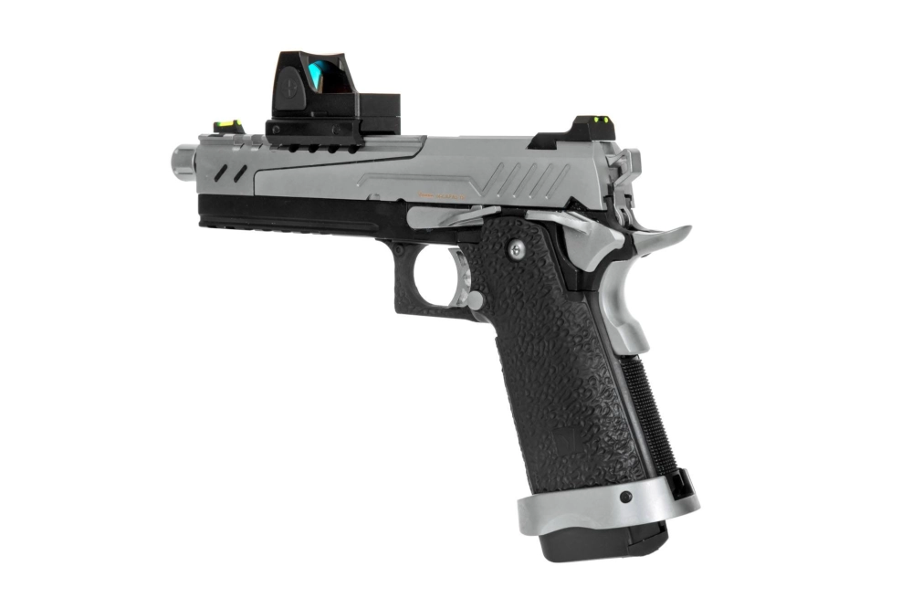 Réplique de pistolet Hi-capa 5.1 Split Slide – noir/chrome (avec viseur BDS) 