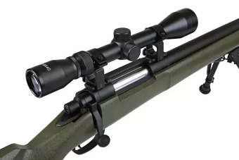 Airsoftová odstřelovací puška SW-04 (s optikou a dvojnožkou) - olivově zelená