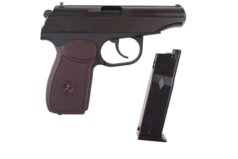 Suppressed MK Pistol Replica - Black/Brown Grip