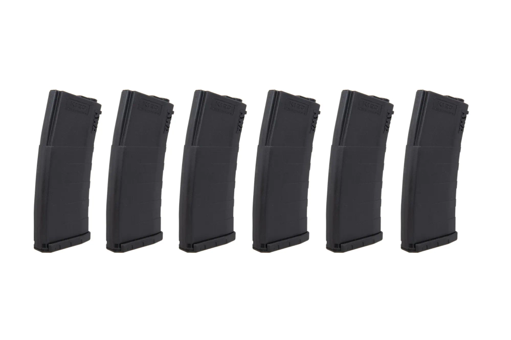 Zestaw 6 magazynków Mid-cap KWA na 120 kulek do replik M4/M16 Czarny
