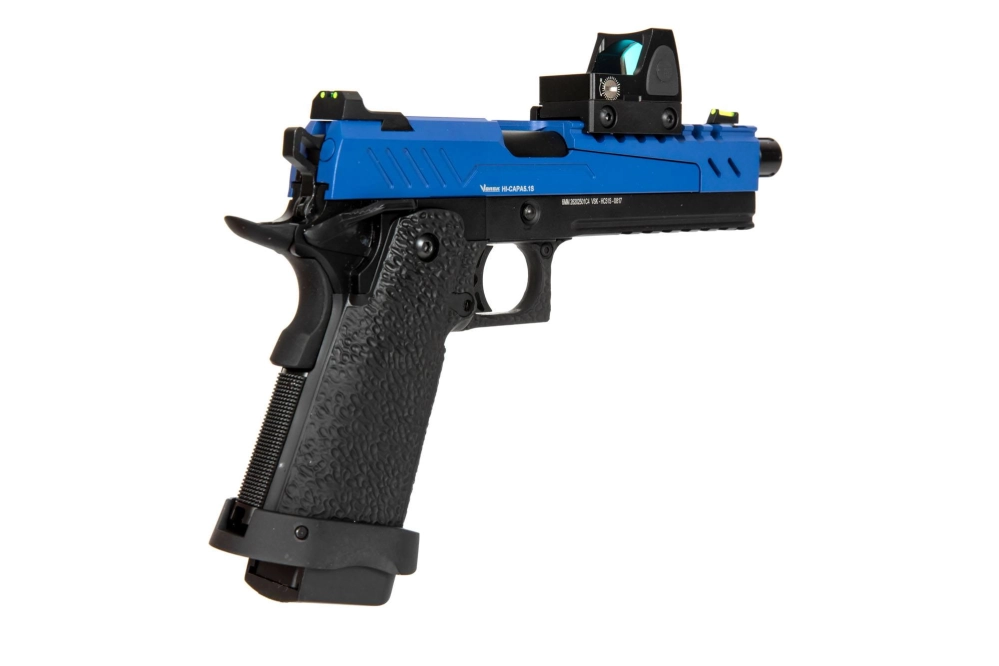 Airsoft pistole Hi-capa 5.1 Split Slide - modrá/černá (s zaměřovačBDS)