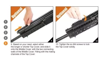 Ensemble RIS Quad Rail pour fusils Saiga 12 - noir