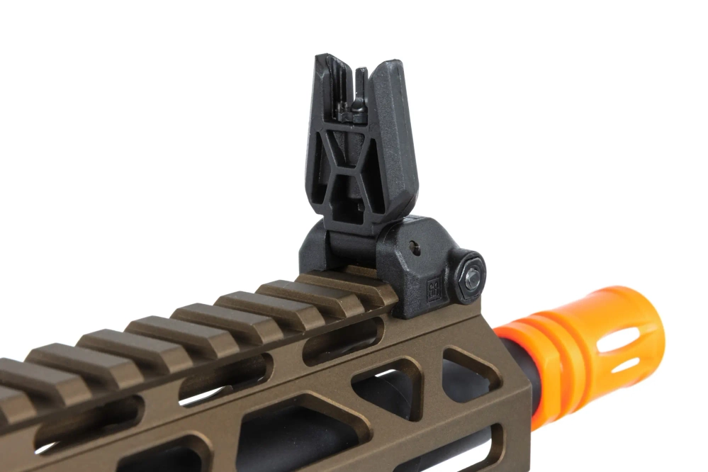 Karabinek ASG Specna Arms RRA SA-E25 HAL ETU™ Chaos Bronze z pomarańczowym urządzeniem wylotowym