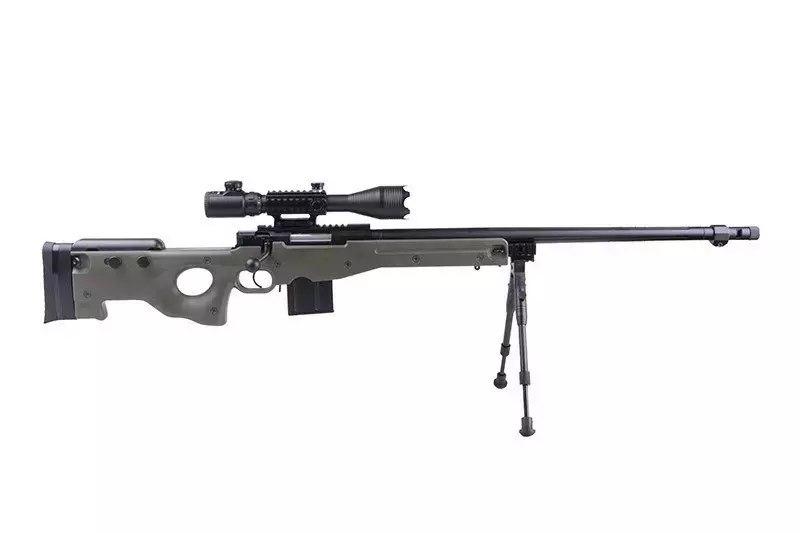 Airsoft pušky odstřelovací puška 4402D (s dalekohledem a dvojnožkou) - olivová barva