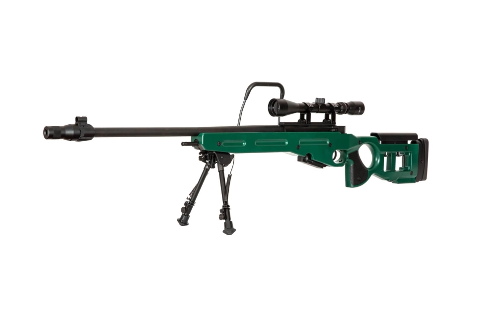Fusil de airsoft rifle de francotirador SV-98 CORE™ con visor, bípode y silenciador - verde ruso