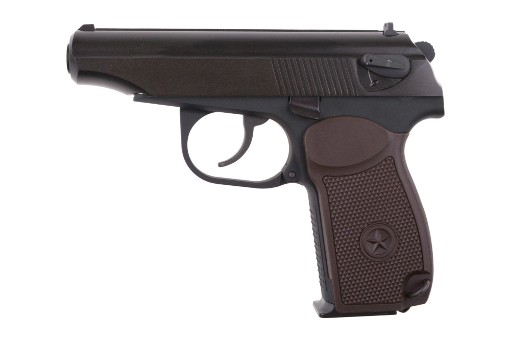 Suppressed MK Pistol Replica - Black/Brown Grip