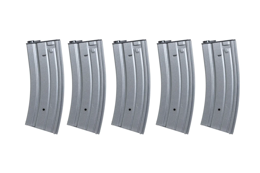 Zestaw 5 sztuk metalowych magazynków mid-cap 120 kulek Specna Arms Szary