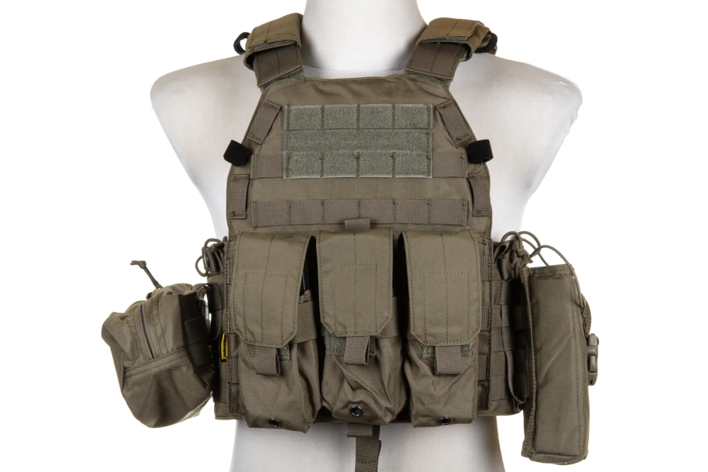 Emerson Gear 6094A Style Plate Carrier waistcoat with Ranger Green cargo kit