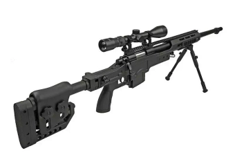 Fusil de airsoft rifle de francotirador MB4411D - con mira y bípode - negro