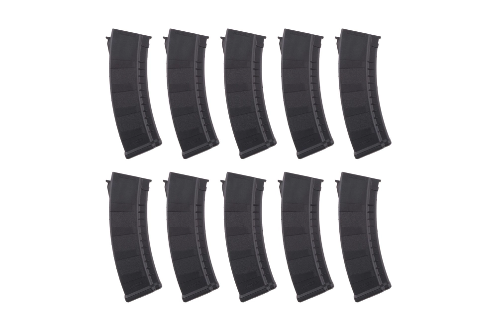 Set of 10 Mid-Cap 155 BB Magazines for AK Replicas - Black