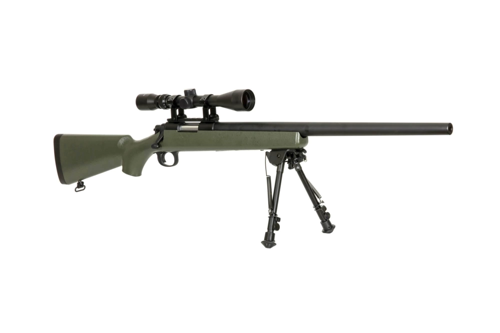 Fusil de airsoft rifle de francotirador SW-10 (con mira y bípode) - verde oliva