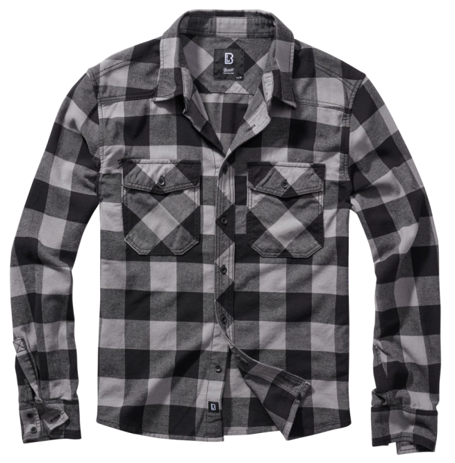 Brandit Camisa a cuadros Camisa de franela Gris-Negro