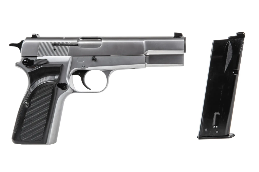 WE Browning Hi Power MK III airsoft pistol - Silver