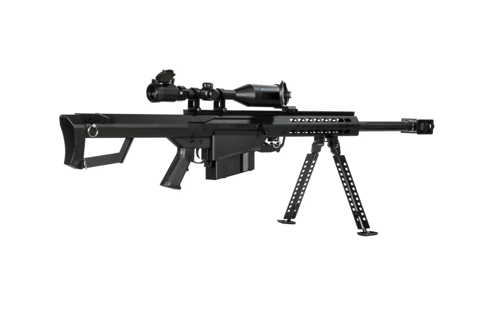 Replika karabinu  Barret® M82A1 CQB z lunetą i dwójnogiem - czarna